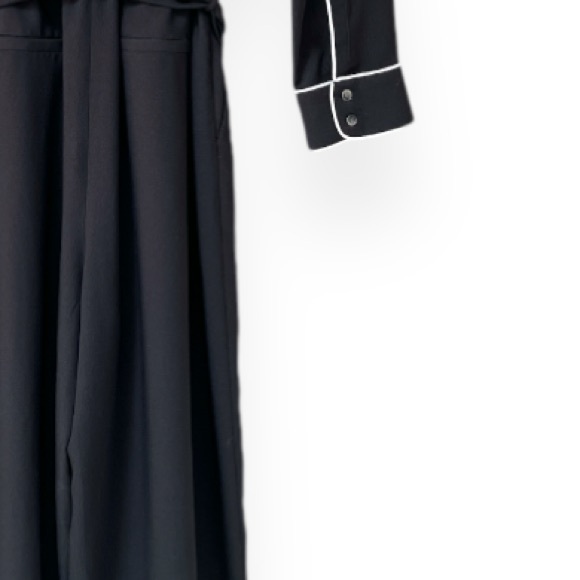 1901 Belted Jumpsuit | Size Medium | Black with White Trim | $35 - Picture 6 of 8